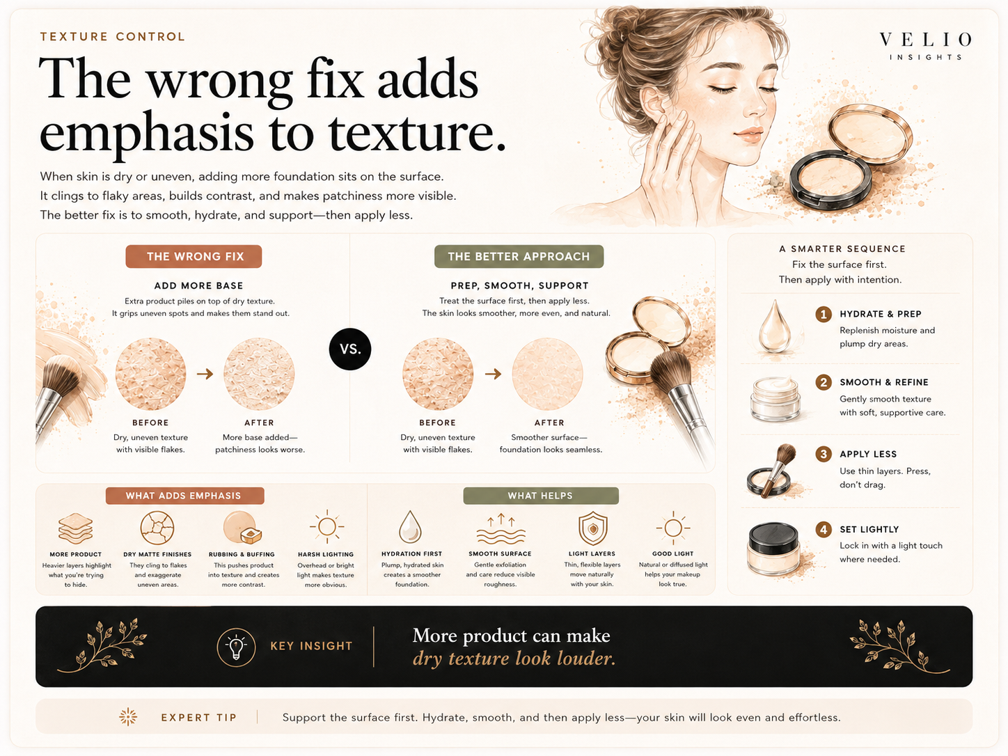 Comparison board showing dry foundation mistakes and better flexible base choices.